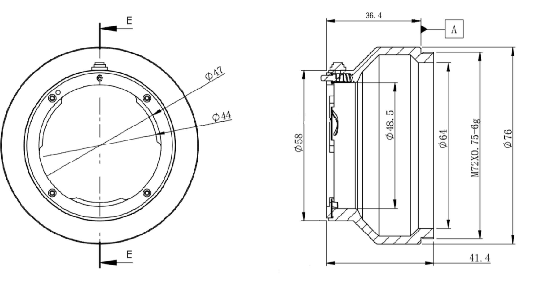 Lens adapter ring M72-F T36.42