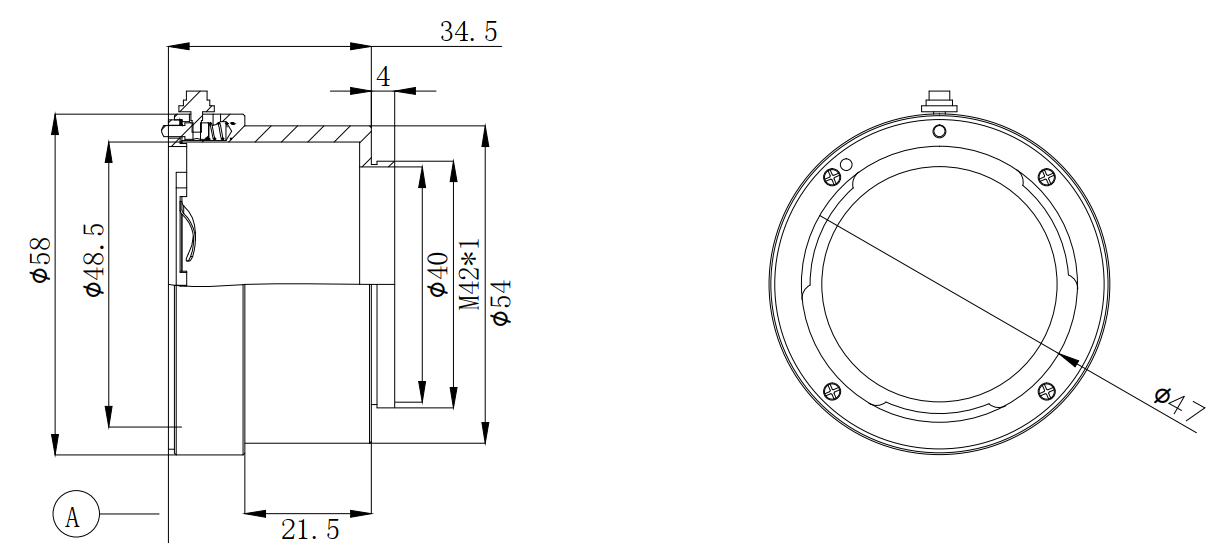 Lens adapter ring M42x1.0-F T34.52