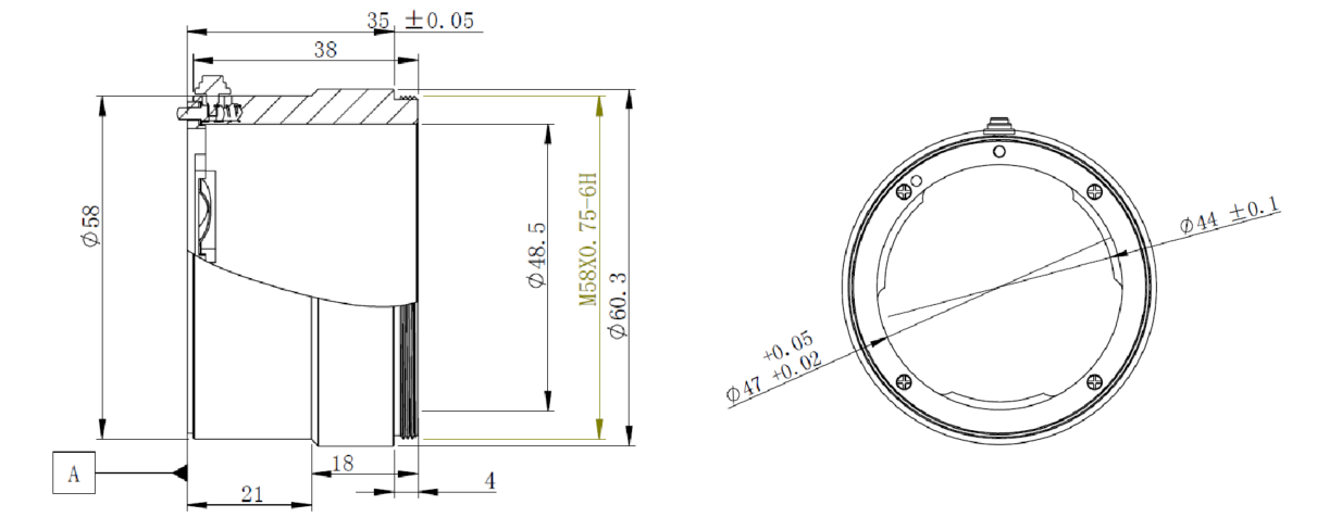 Lens adapter ring M58x0.75-F T352